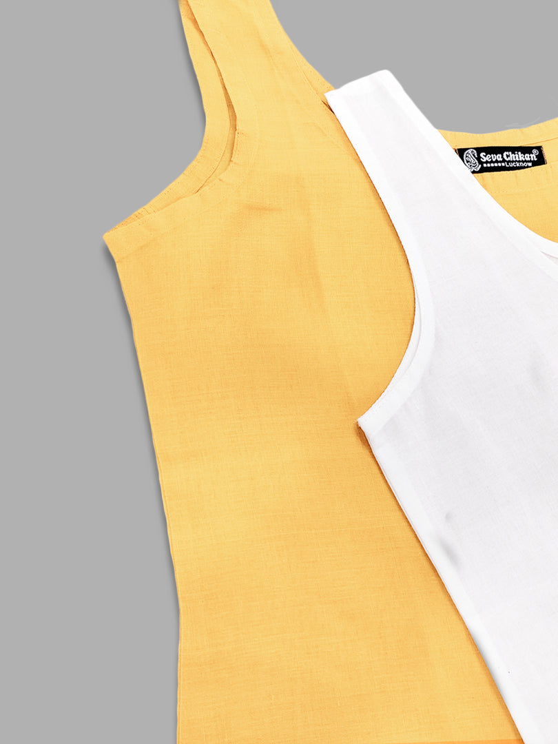 Seva Chikan Long Slips Combo of White (Pack of 2)