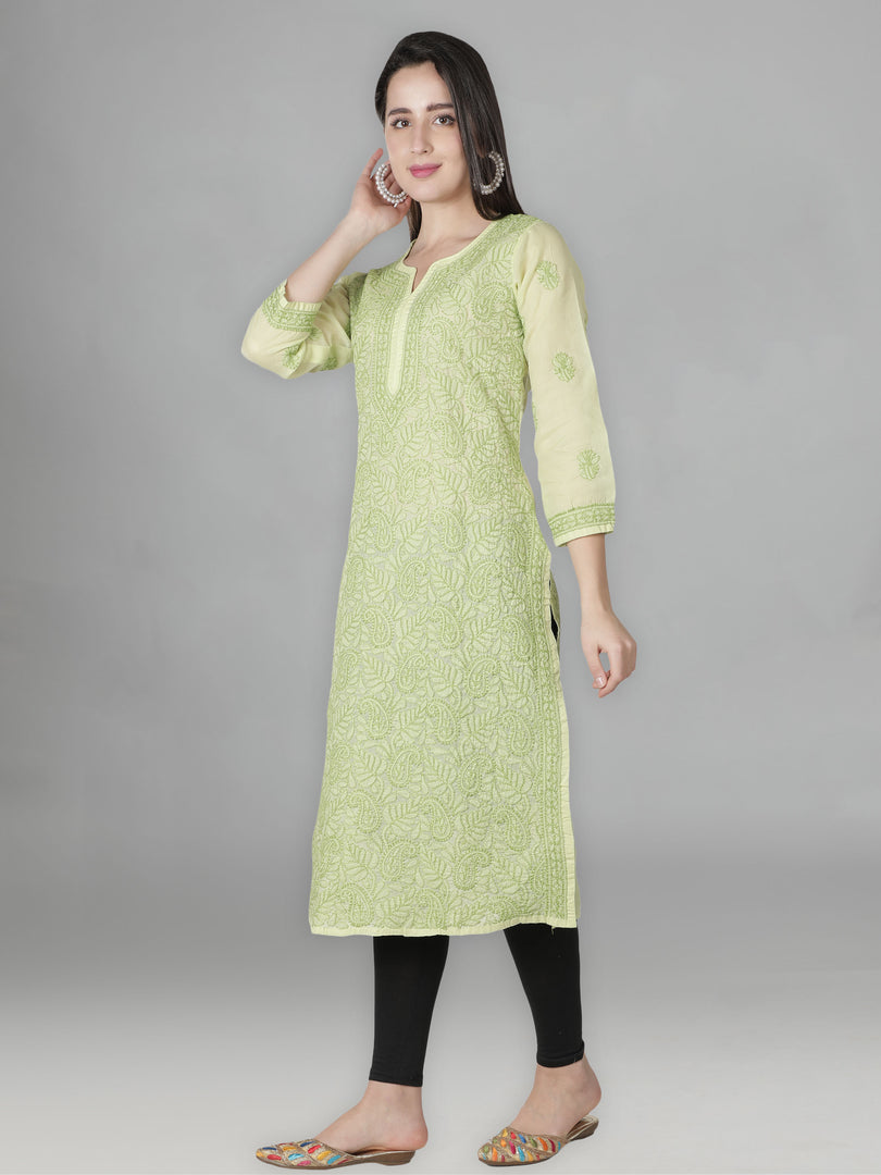 Seva Chikan Hand Embroidered Cotton Lucknowi Chikan Kurta