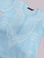 Load image into Gallery viewer, Seva Chikan Hand Embroidered Terivoil Cotton Lucknowi Chikan Kurti