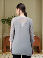 Load image into Gallery viewer, Seva Chikan Hand Embroidered Georgette Lucknowi Chikankari Top With Slip
