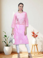 Load image into Gallery viewer, Seva Chikan Hand Embroidered Terivoil Cotton Lucknowi Chikan Kurti