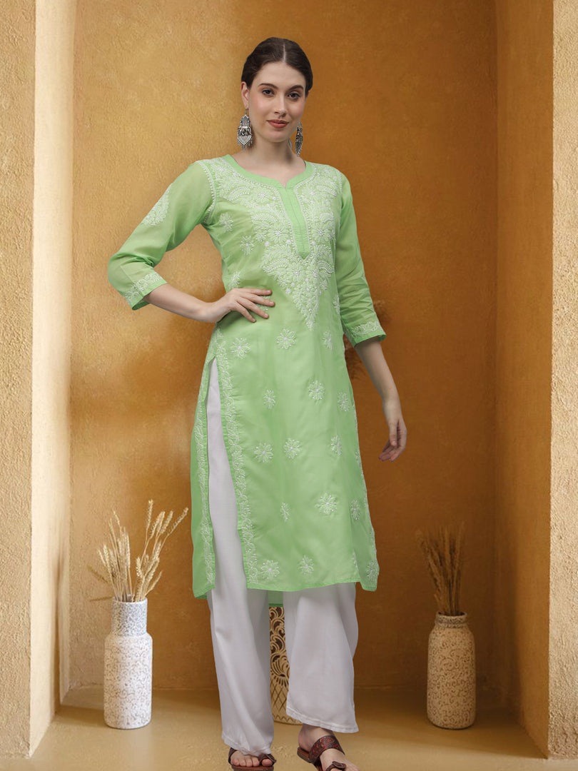 Seva Chikan Hand Embroidered Cotton Lucknowi Chikankari Kurta