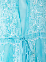 Load image into Gallery viewer, Seva Chikan Hand Embroidered Sky Blue Cotton Lucknowi Chikankari Sarag-SCL1368