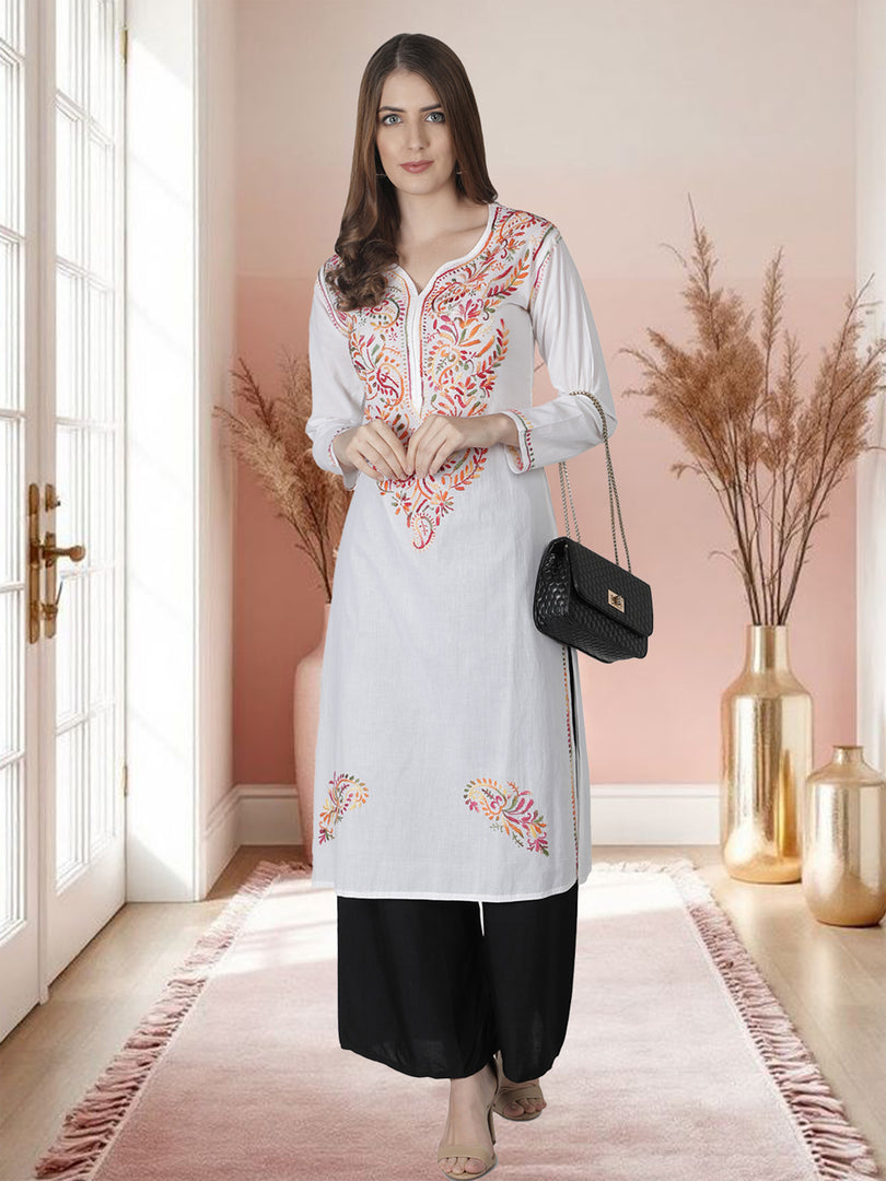 Seva Chikan Hand Embroidered Cotton Lucknowi Chikankari Kurta
