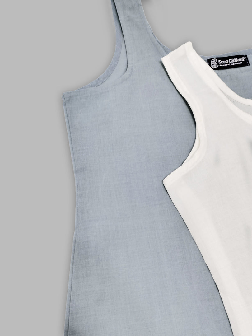 Seva Chikan Short Slips Combo of White (Pack of 2)