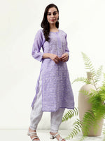 Load image into Gallery viewer, Seva Chikan Hand Embroidered Terivoil Cotton Lucknowi Chikankari Kurta