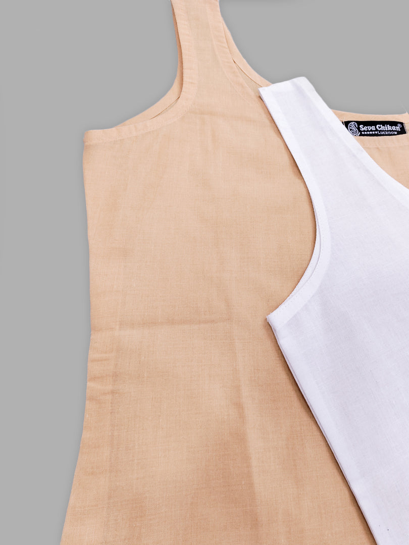 Seva Chikan Long Slips Combo of White (Pack of 2)