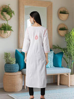Load image into Gallery viewer, Seva Chikan Hand Embroidered White Cotton Lucknowi Chikankari Kurta
