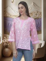 Load image into Gallery viewer, Seva Chikan Hand Embroidered Terivoil Cotton Lucknowi Chikan Top
