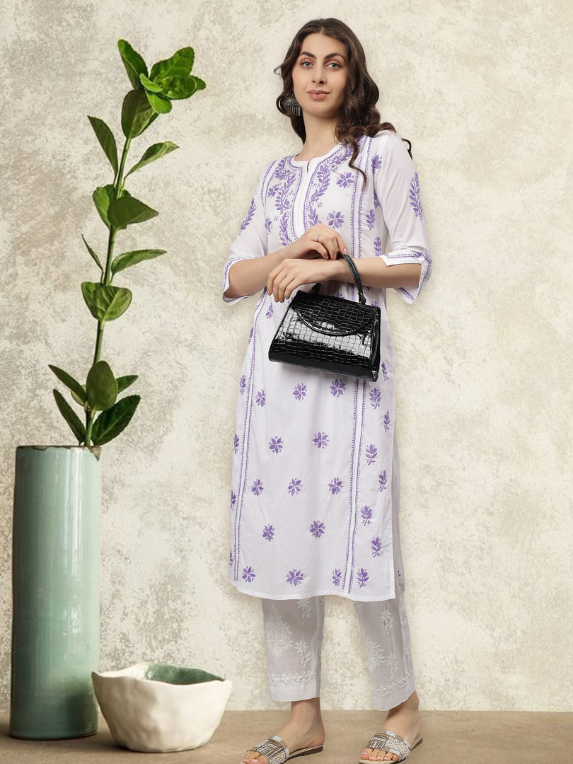 Seva Chikan Hand Embroidered Cotton Chikankari kurta