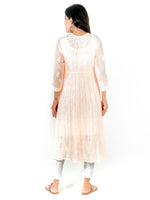 Load image into Gallery viewer, Seva Chikan Hand Embroidered Light Peach Georgette Lucknowi Chikankari Anarkali-SCL1254
