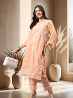 Load image into Gallery viewer, Seva Chikan Hand Embroidered Cotton Lucknowi Chikankari Kurta Set