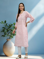 Load image into Gallery viewer, Seva Chikan Hand Embroidered Terivoil Cotton Lucknowi Chikankari Kurta