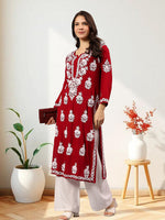 Load image into Gallery viewer, Seva Chikan Hand Embroidered Rayon Lucknowi Chikankari Kurta