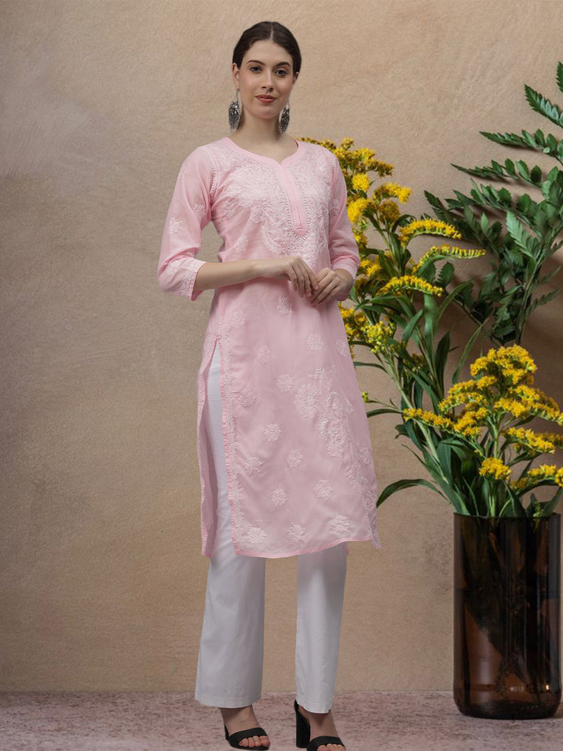 Seva Chikan Hand Embroidered Cotton Lucknowi Chikankari Kurta