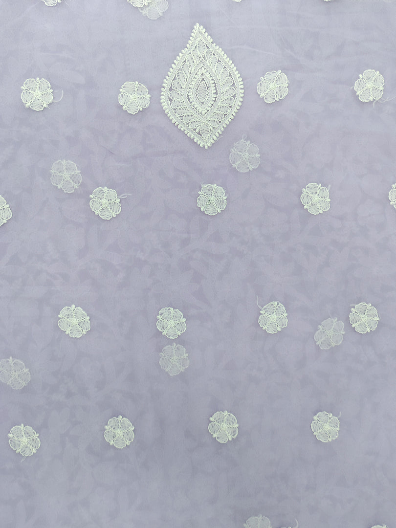 Seva Chikan Hand Embroidered Mauve Georgette Lucknowi Chikankari Unstitched Suit Piece-SCL13136