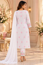 Load image into Gallery viewer, Seva Chikan Hand Embroidered White Terivoil Cotton Lucknowi Chikankari Unstitched Suit Piece-SEV15007