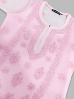 Load image into Gallery viewer, Seva Chikan Hand Embroidered Georgette Chikankari Kurta With Matching Slip