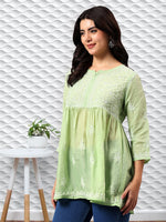Load image into Gallery viewer, Seva Chikan Hand Embroidered Terivoil Cotton Lucknowi Chikan Top