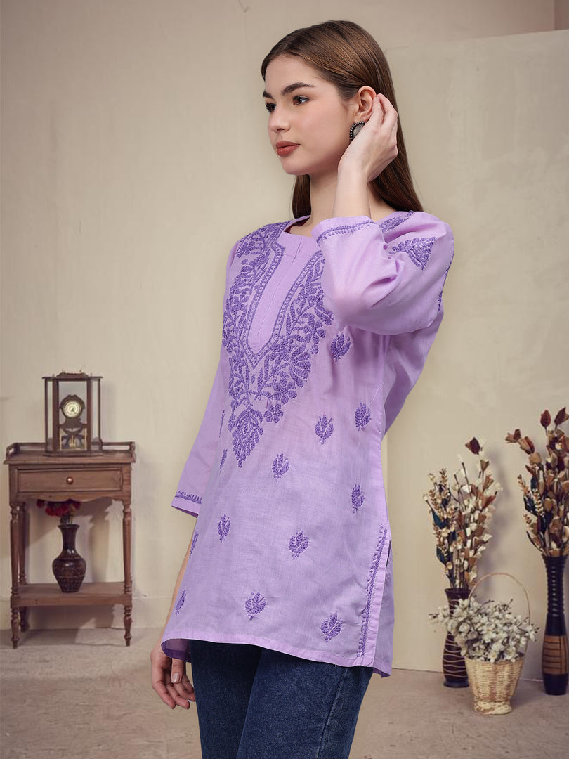 Seva Chikan Hand Embroidered Cotton Lucknowi Chikan Top