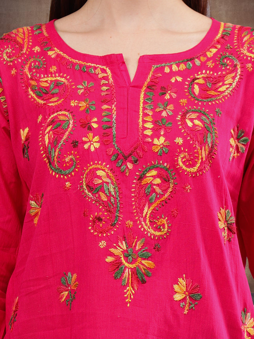 Seva Chikan Hand Embroidered Cotton Lucknowi Chikankari Top