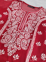 Load image into Gallery viewer, Seva Chikan Hand Embroidered Georgette Lucknowi Chikankari Kurta With Slip