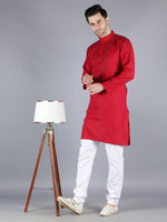 Load image into Gallery viewer, Seva Chikan Hand Embroidered Maroon Cotton Lucknowi Chikan Mens Stitched Kurta