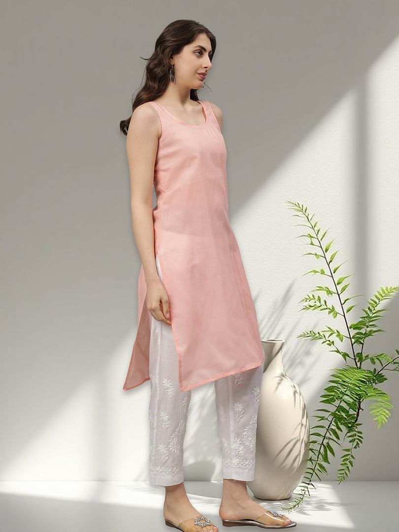 Seva Chikan Hand Embroidered Georgette Lucknowi Chikankari Kurta With Slip