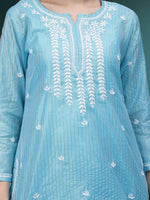 Load image into Gallery viewer, Seva Chikan Hand Embroidered Chanderi Lucknowi Chikan Top With Slip
