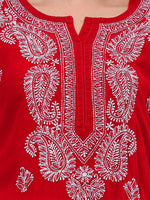 Load image into Gallery viewer, Seva Chikan Hand Embroidered Maroon Georgette Lucknowi Chikankari Kurta With Inner