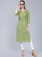 Load image into Gallery viewer, Seva Chikan Hand Embroidered Georgette Lucknowi Chikan Kurti