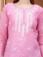 Load image into Gallery viewer, Seva Chikan Hand Embroidered Chanderi Lucknowi Chikan Top With Slip

