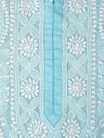 Load image into Gallery viewer, Seva Chikan Hand Embroidered Sky blue Faux Georgette Lucknowi Chikan Kurti SCL1320
