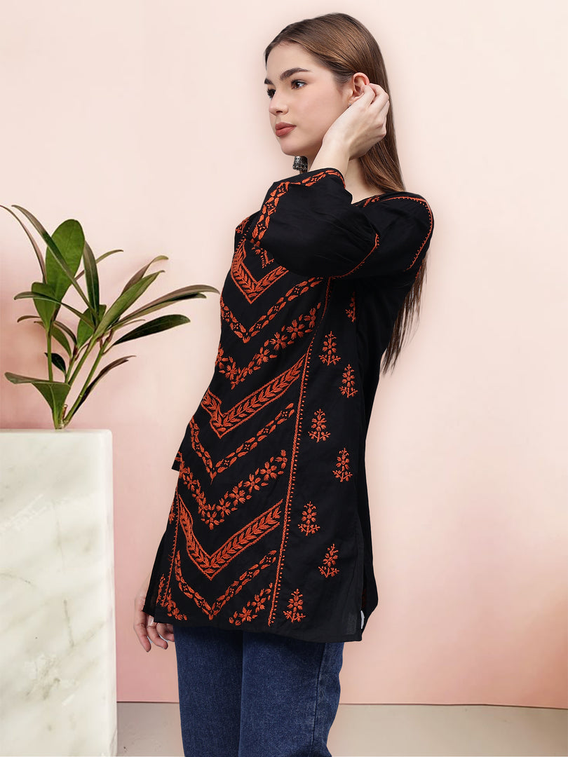 Seva Chikan Hand Embroidered Cotton Lucknowi Chikan Top