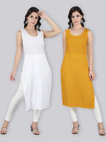 Load image into Gallery viewer, Seva Chikan Cotton Long Slips Combo of White (Pack of 2)