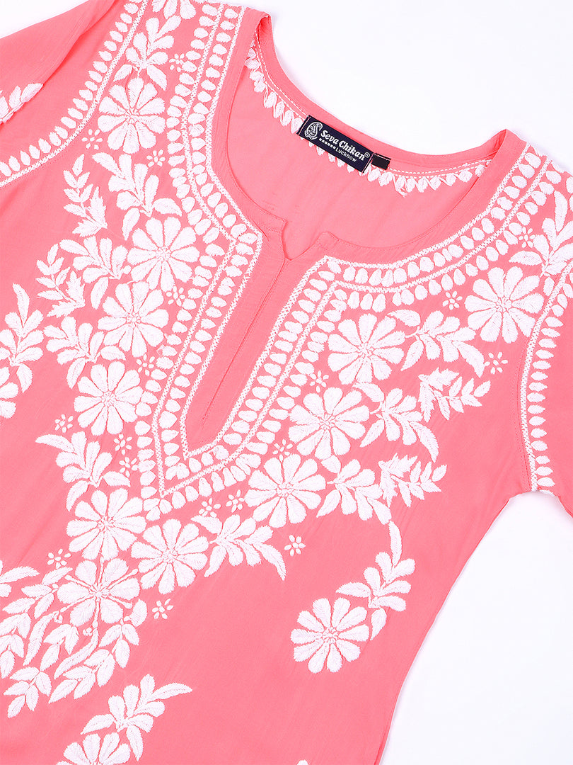 Seva Chikan Hand Embroidered Rayon Lucknowi Chikankari Top