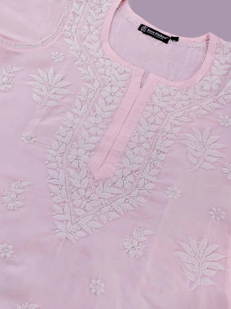 Seva Chikan Hand Embroidered Terivoil Cotton Lucknowi Chikankari Kurta