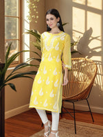 Load image into Gallery viewer, Seva Chikan Hand Embroidered Georgette Lucknowi Chikankari Kurta With Slip