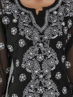 Load image into Gallery viewer, Seva Chikan Hand Embroidered  Georgette Lucknowi Chikan Top With Slip
