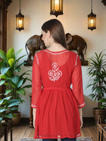 Load image into Gallery viewer, Seva Chikan Hand Embroidered Georgette Lucknowi Chikan Top
