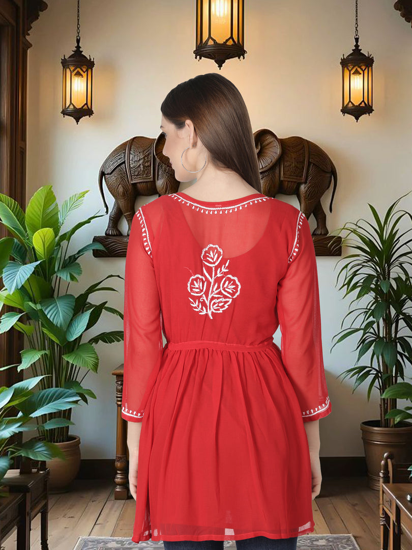 Seva Chikan Hand Embroidered Georgette Lucknowi Chikan Top