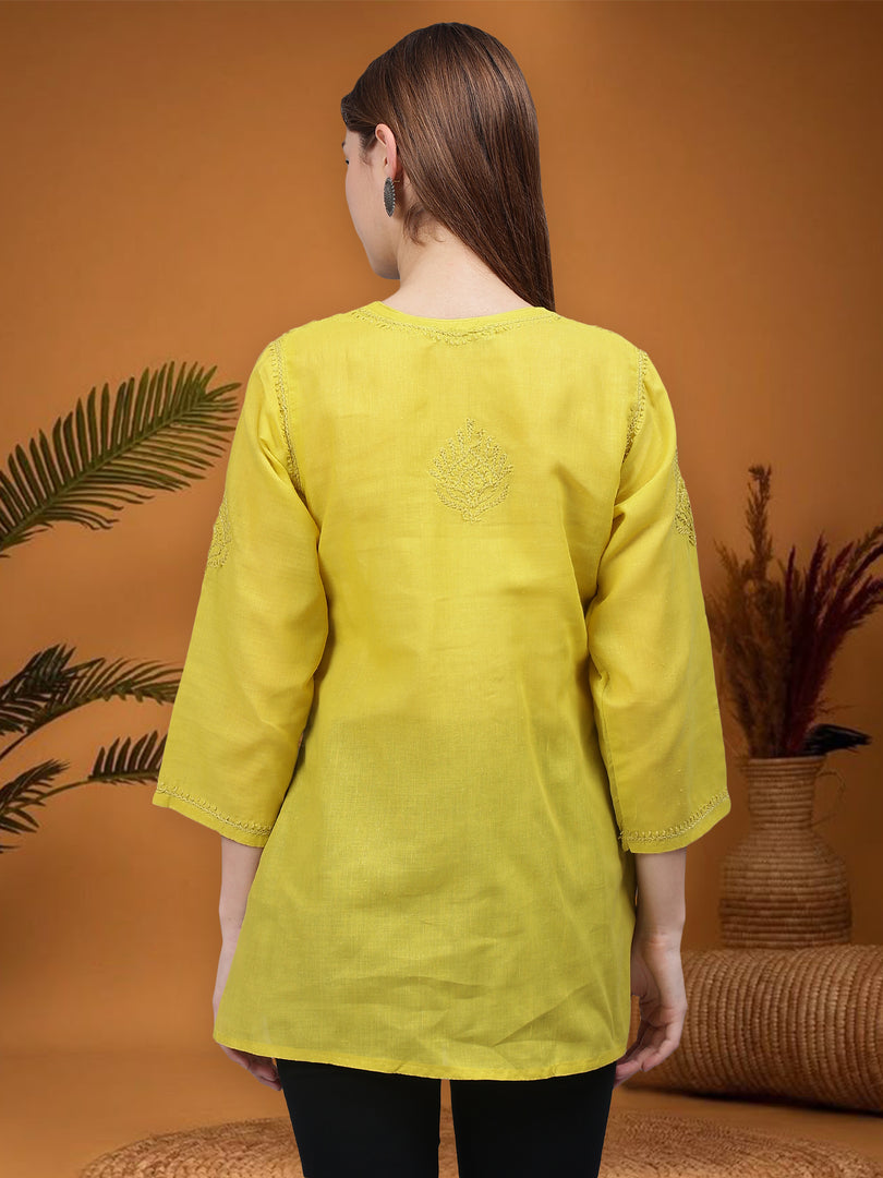 Seva Chikan Hand Embroidered Cotton Lucknowi Chikan Top