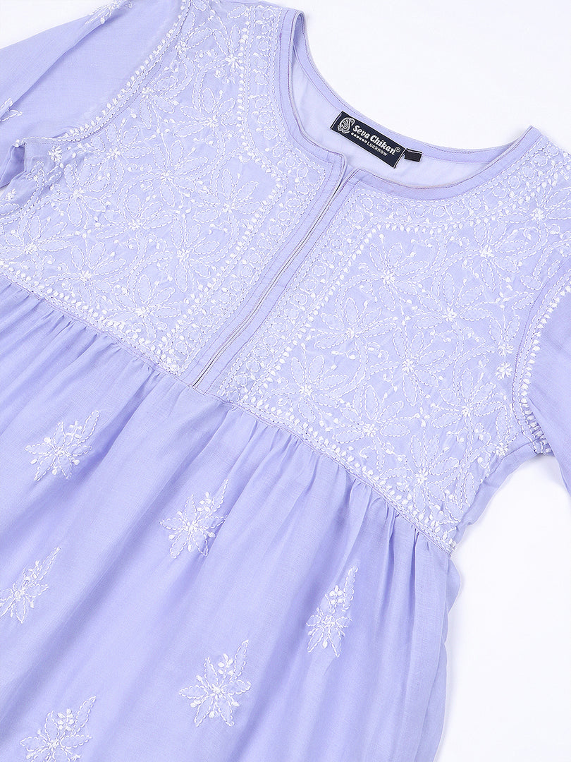 Seva Chikan Hand Embroidered Terivoil Cotton Lucknowi Chikan Top