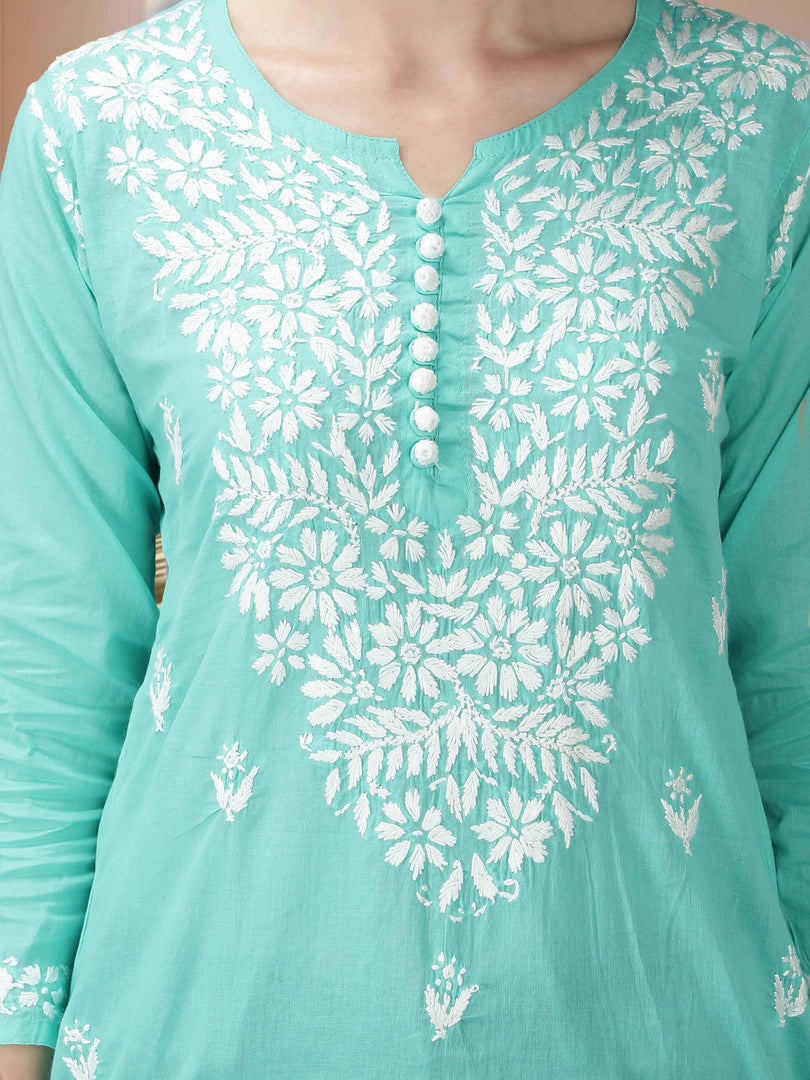 Seva Chikan Hand Embroidered Cotton Lucknowi Chikan Top