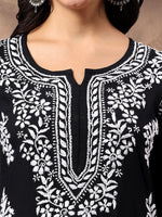 Load image into Gallery viewer, Seva Chikan Hand Embroidered Lucknowi Chikankari Black Rayon Kurta SCL4772