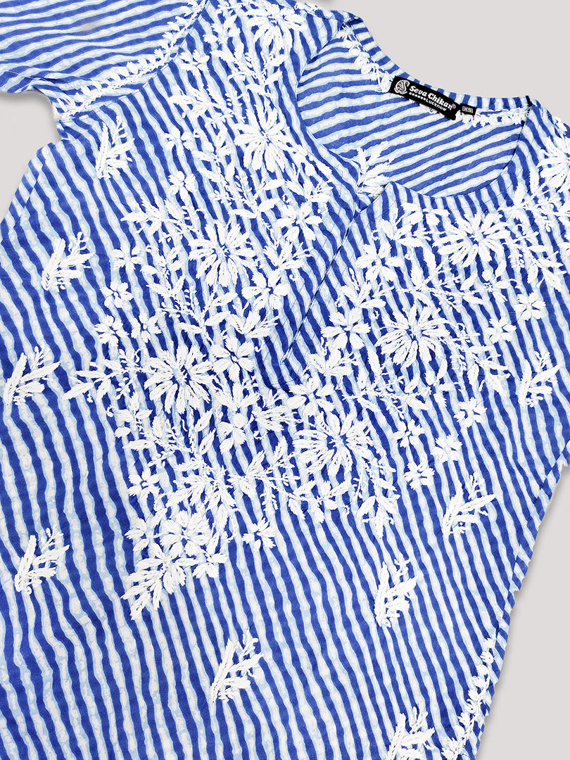 Seva Chikan Hand Embroidered Mal-Mal Lucknowi Chikankari Kurta