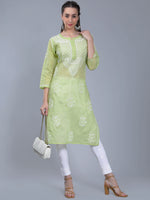 Load image into Gallery viewer, Seva Chikan Hand Embroidered Terivoil Cotton Lucknowi Chikan Kurti