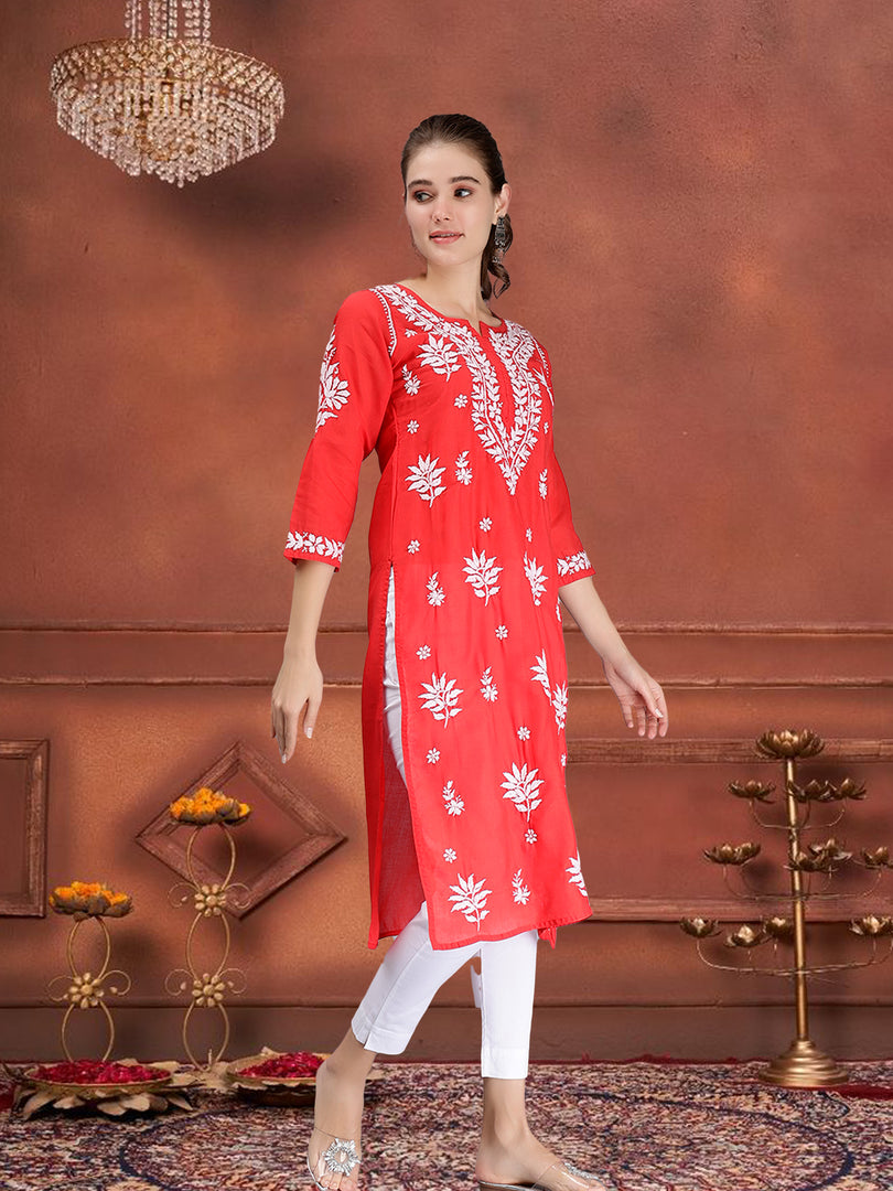 Seva Chikan Hand Embroidered Terivoil Cotton Lucknowi Chikankari Kurta