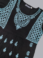 Load image into Gallery viewer, Seva Chikan Hand Embroidered  Black Cotton Lucknowi Chikankari Top