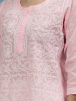 Load image into Gallery viewer, Seva Chikan Hand Embroidered Terivoil Cotton Lucknowi Chikankari Kurta